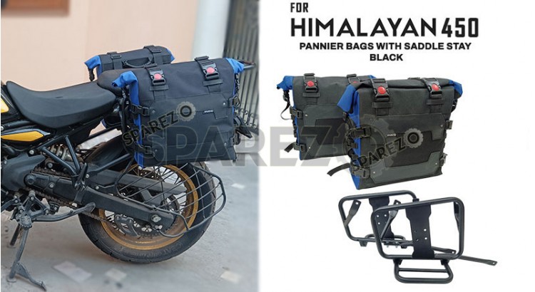 Fit For Royal Enfield New Himalayan 450 Canvas Pannier Bags With Mounting - SPAREZO